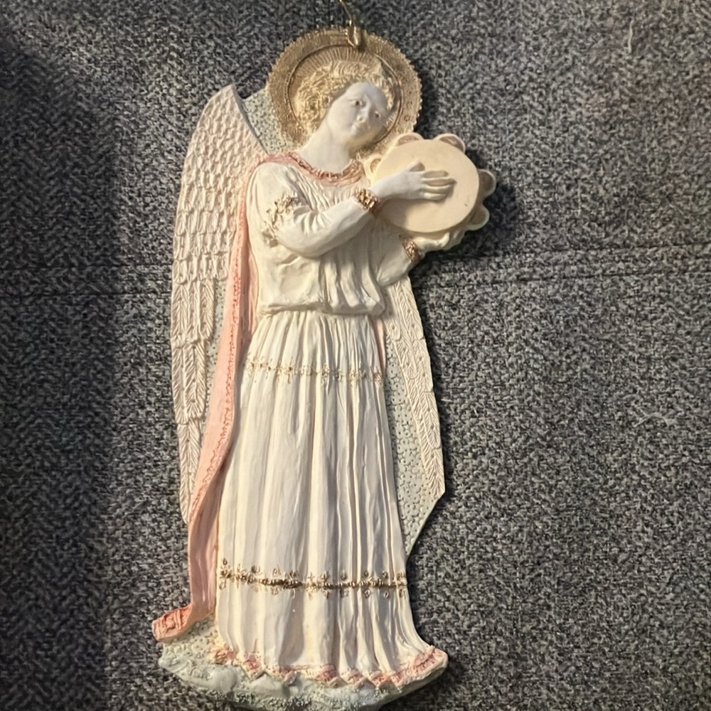 Itty-bitty Christmas, angel ivory and tambourine-